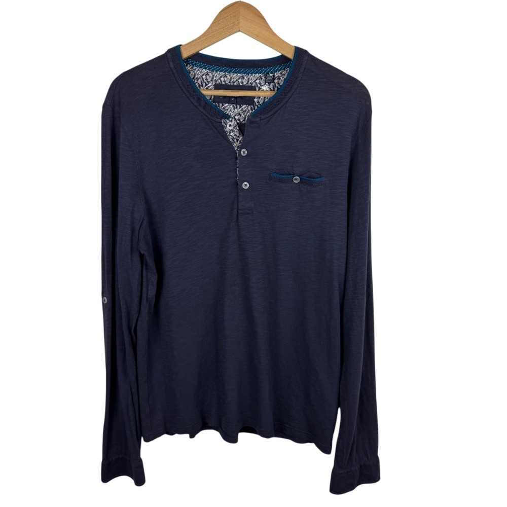 Ted Baker Klarke Henley Shirt Sz 4 (US L) Long Sleeve Pullover‎ Casual Neutral